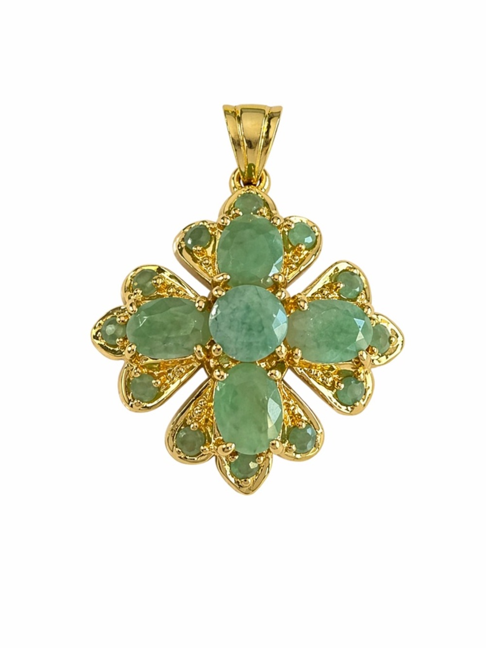 Emerald and Gold Vermeil Pendant New